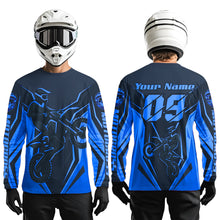 Load image into Gallery viewer, Blue Custom Motocross Jersey Men Women Kid Dirt Bike Shirts Motorcycle Riding Shirt XM441