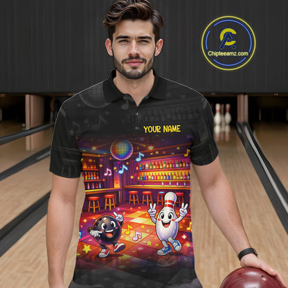 Funny Music Bowling Jersey for Men Custom Bowling Team Shirts Bowling League Polo & 1/4 Zip HNT496