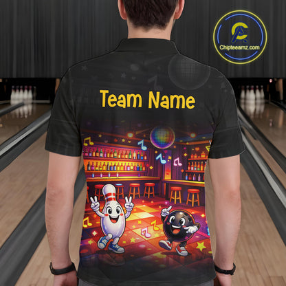 Funny Music Bowling Jersey for Men Custom Bowling Team Shirts Bowling League Polo & 1/4 Zip HNT496