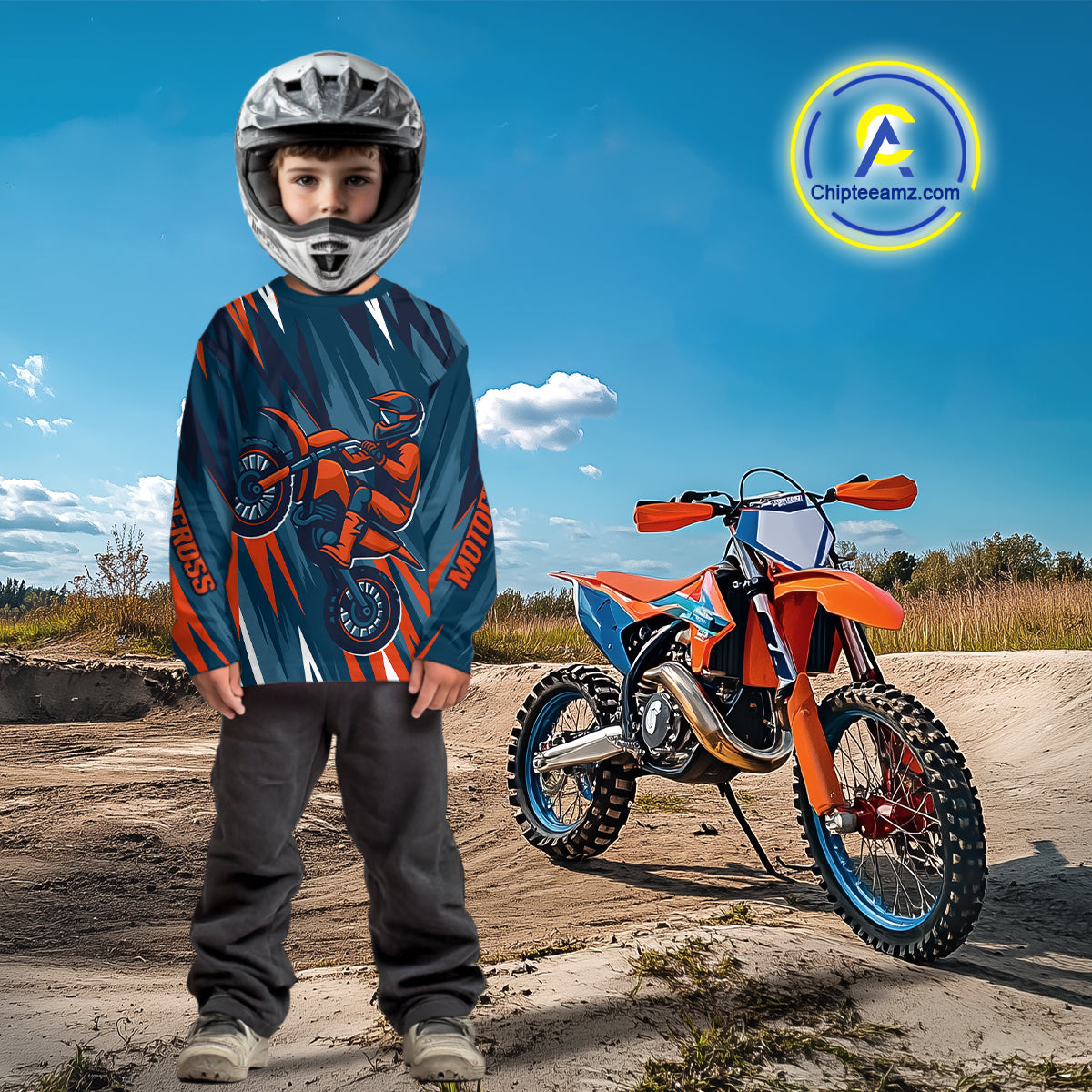 Orange and Blue Motocross Jersey for Men Women Kid Dirt Bike Motorcycle Racing Shirt XM452
