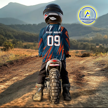 Orange and Blue Motocross Jersey for Men Women Kid Dirt Bike Motorcycle Racing Shirt XM452