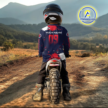 Red and Blue Motocross Jersey Custom for Men Women Kid Dirt Bike Shirts Riding Shirt XM462