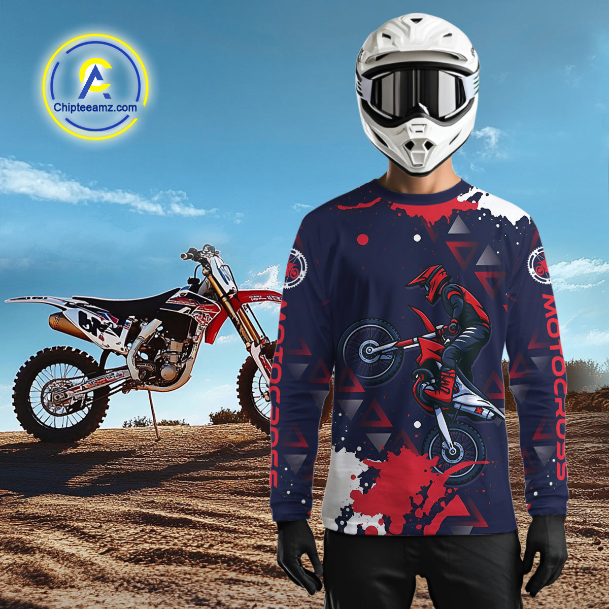 Red and Blue Motocross Jersey Custom for Men Women Kid Dirt Bike Shirts Riding Shirt XM462