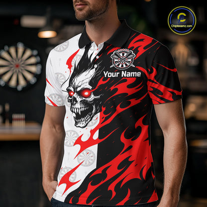 Custom Black Red Skull Darts Shirt for Men Darts Team Jerseys Dartboard Shirt Dart League NNT265