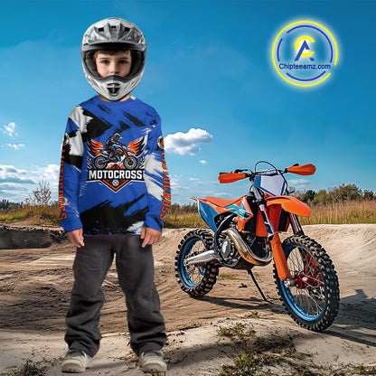 Blue Motocross Jersey Custom Men Women Kid Dirt Bike Shirts Off road Riding Shirt XM464