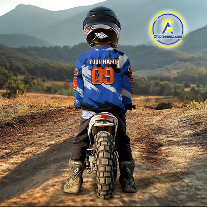 Blue Motocross Jersey Custom Men Women Kid Dirt Bike Shirts Off road Riding Shirt XM464