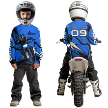 Load image into Gallery viewer, Blue Custom Motocross Jersey Men Women Kid Dirt Bike Shirts Off road Riding Shirt XM465