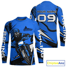 Load image into Gallery viewer, Blue Custom Motocross Jersey Men Women Kid Dirt Bike Shirts Off road Riding Shirt XM465