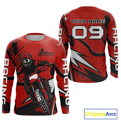 Red Custom Motocross Jersey Men Women Kid Dirt Bike Shirts Off road Riding Shirt XM465