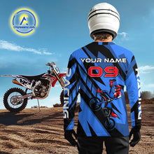 Load image into Gallery viewer, Blue Custom Motocross Jersey for Men Women Kid Dirt Bike Shirts Off road Riding Shirt XM467