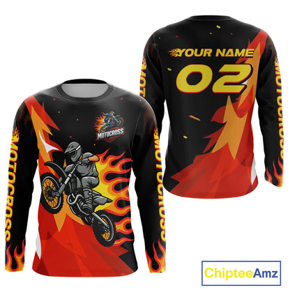 Flaming Motocross Racing Jersey Custom for Women Kid Men Dirt Bike Off road Shirt XM470