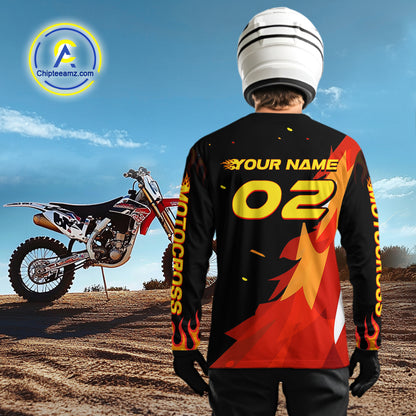 Flaming Motocross Racing Jersey Custom for Women Kid Men Dirt Bike Off road Shirt XM470