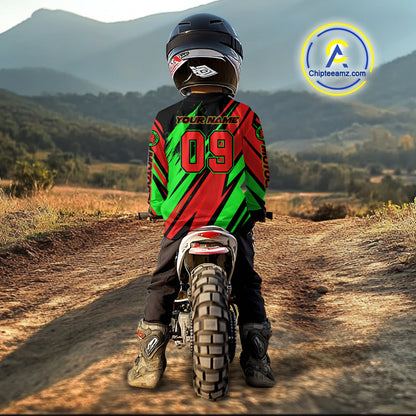 Red and Green Motocross Racing Jersey Custom Women Kid Men Dirt Bike Off road Shirt XM471