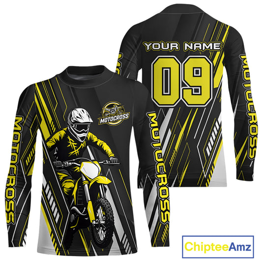 Black and Yellow Motocross Racing Jersey for Women Kid Men Dirt Bike Off road Shirt XM475
