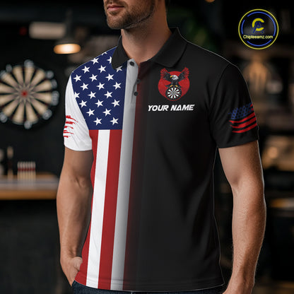 Custom American Flag Eagle Darts Shirt for Men Darts Team Jerseys Dartboard Shirt Dart League NNT268