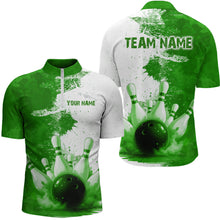 Load image into Gallery viewer, Green Bowling Shirts for Women Men Custom Bowling Polo &amp; 1/4 Zip Shirt for Team MBL220