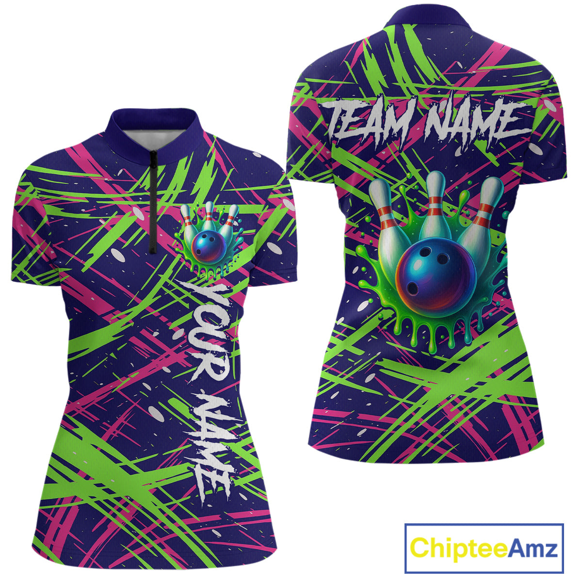 Custom Bowling Shirts for Team Women Men Custom Bowling Polo and 1/4 Zip Shirt MBL227