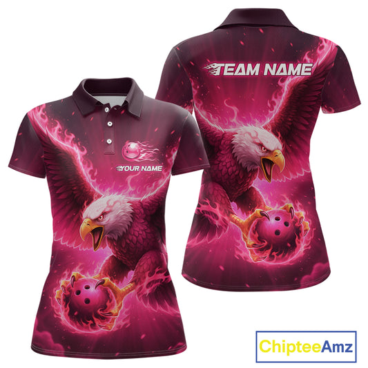 Pink Eagle Bowling Shirts for Team Women Men Custom Bowling Polo & 1/4 Zip Shirt MBL235