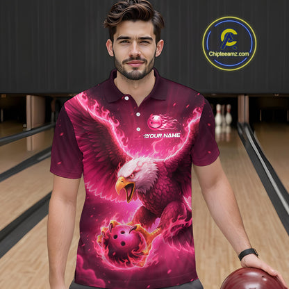 Pink Eagle Bowling Shirts for Team Women Men Custom Bowling Polo & 1/4 Zip Shirt MBL235