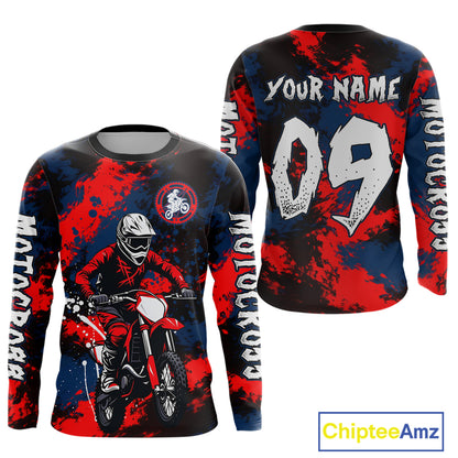 Custom Red and Blue Motocross Jersey for Men Kid Women Dirt Bike Jersey Riding Shirt XM484