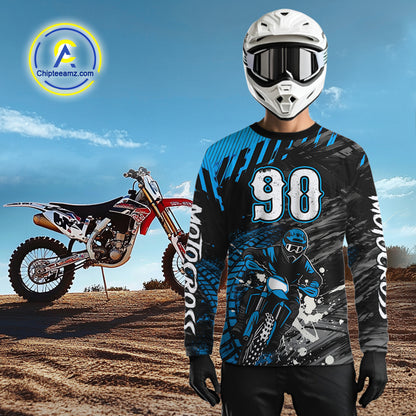 Custom Blue Motocross Jersey Men Kid Women Dirt Bike Jersey Motorcycle Riding Shirt XM485