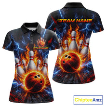 Load image into Gallery viewer, Flaming and Lightning Bowling Shirts for Team Women Men Bowling Polo &amp; 1/4 Zip Shirt MBL242