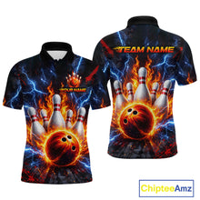 Load image into Gallery viewer, Flaming and Lightning Bowling Shirts for Team Women Men Bowling Polo &amp; 1/4 Zip Shirt MBL242