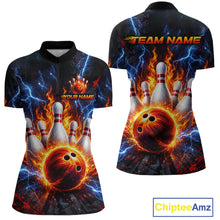 Load image into Gallery viewer, Flaming and Lightning Bowling Shirts for Team Women Men Bowling Polo &amp; 1/4 Zip Shirt MBL242