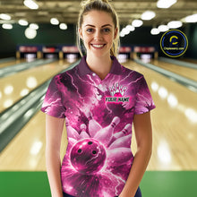 Load image into Gallery viewer, Pink Lightning Thunder Bowling Shirts Yellow for Team Women Men Bowling Jersey MBL247