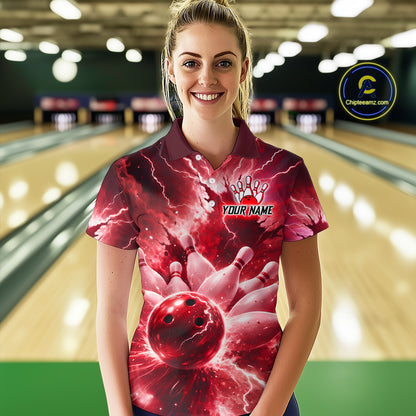 Red Lightning Thunder Bowling Shirts Yellow for Team Women Men Bowling Jersey MBL247