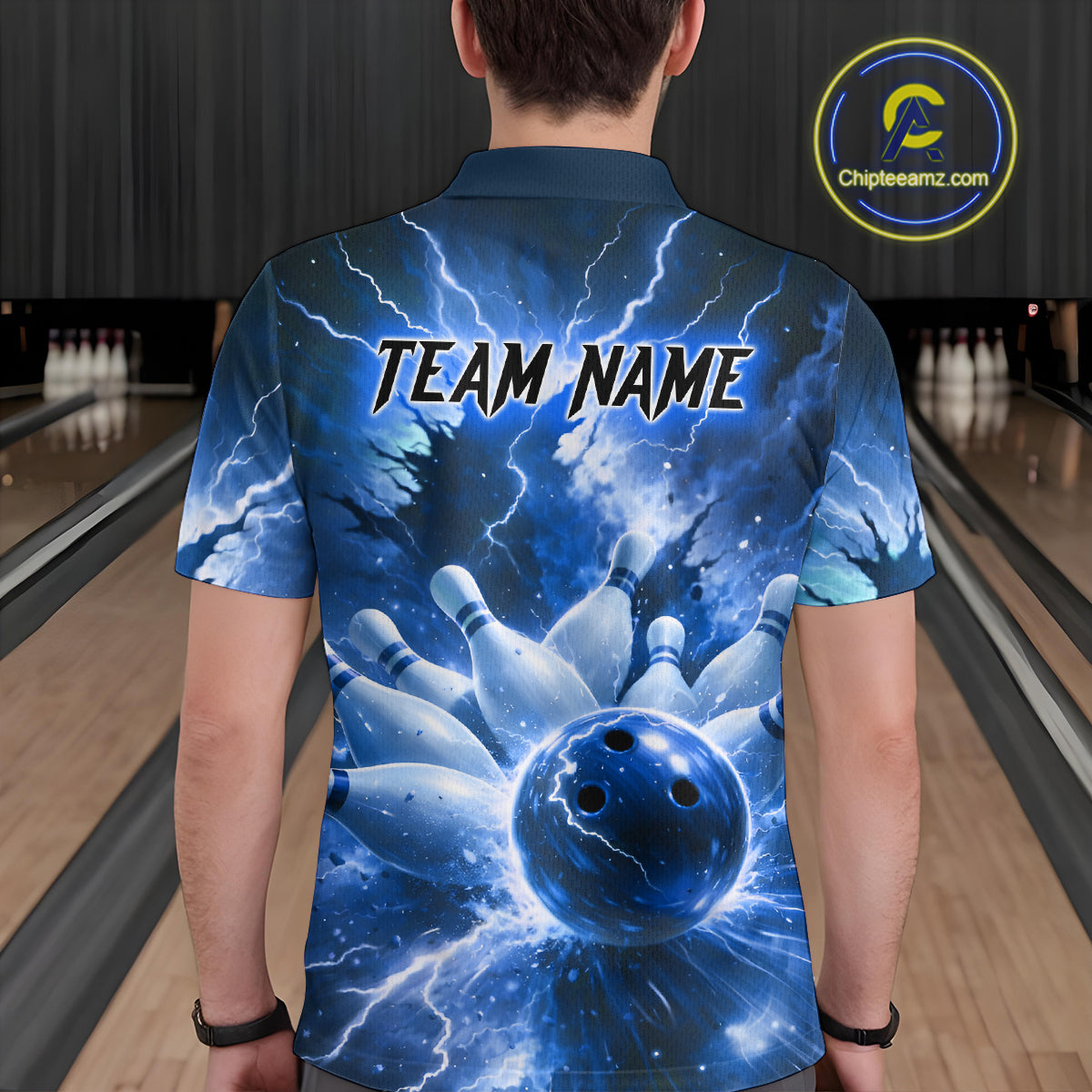 Blue Lightning Thunder Bowling Shirts Yellow for Team Women Men Bowling Jersey MBL247