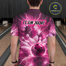 Load image into Gallery viewer, Pink Lightning Thunder Bowling Shirts Yellow for Team Women Men Bowling Jersey MBL247