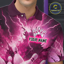 Load image into Gallery viewer, Pink Lightning Thunder Bowling Shirts Yellow for Team Women Men Bowling Jersey MBL247