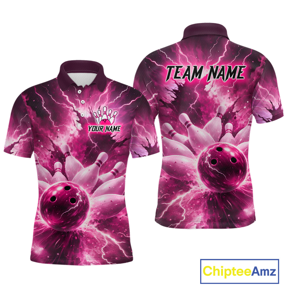 Pink Lightning Thunder Bowling Shirts Yellow for Team Women Men Bowling Jersey MBL247