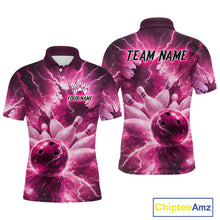 Load image into Gallery viewer, Pink Lightning Thunder Bowling Shirts Yellow for Team Women Men Bowling Jersey MBL247