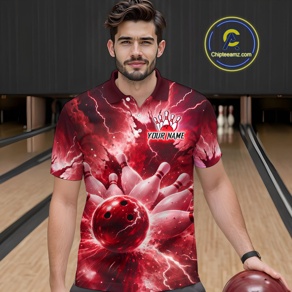 Red Lightning Thunder Bowling Shirts Yellow for Team Women Men Bowling Jersey MBL247