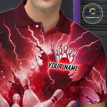 Load image into Gallery viewer, Red Lightning Thunder Bowling Shirts Yellow for Team Women Men Bowling Jersey MBL247