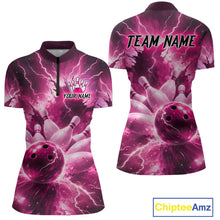 Load image into Gallery viewer, Pink Lightning Thunder Bowling Shirts Yellow for Team Women Men Bowling Jersey MBL247