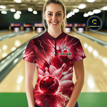 Load image into Gallery viewer, Red Lightning Thunder Bowling Shirts Yellow for Team Women Men Bowling Jersey MBL247