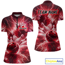 Load image into Gallery viewer, Red Lightning Thunder Bowling Shirts Yellow for Team Women Men Bowling Jersey MBL247