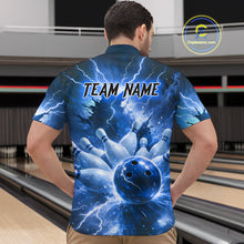 Load image into Gallery viewer, Blue Lightning Thunder Bowling Shirts Yellow for Team Women Men Bowling Jersey MBL247