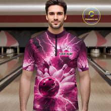 Load image into Gallery viewer, Pink Lightning Thunder Bowling Shirts Yellow for Team Women Men Bowling Jersey MBL247