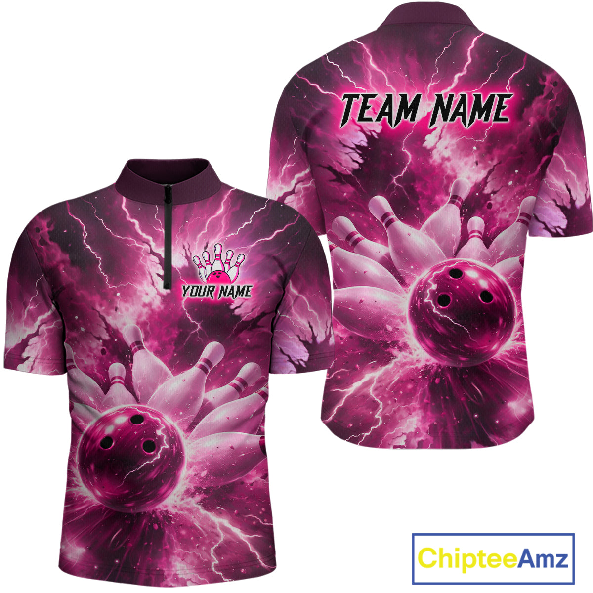 Pink Lightning Thunder Bowling Shirts Yellow for Team Women Men Bowling Jersey MBL247