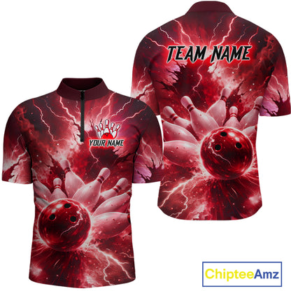 Red Lightning Thunder Bowling Shirts Yellow for Team Women Men Bowling Jersey MBL247