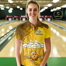 Load image into Gallery viewer, Beer Bowling Shirts Team Women Men Custom Yellow Bowling Jersey Bowl League MBL249