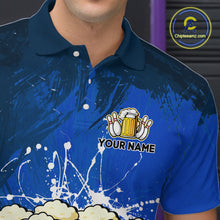 Load image into Gallery viewer, Beer Bowling Shirts Team Women Men Custom Blue Bowling Jersey Bowl League MBL249