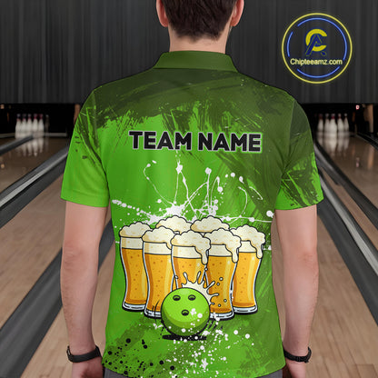 Beer Bowling Shirts Team Women Men Custom Green Bowling Jersey Bowl League MBL249