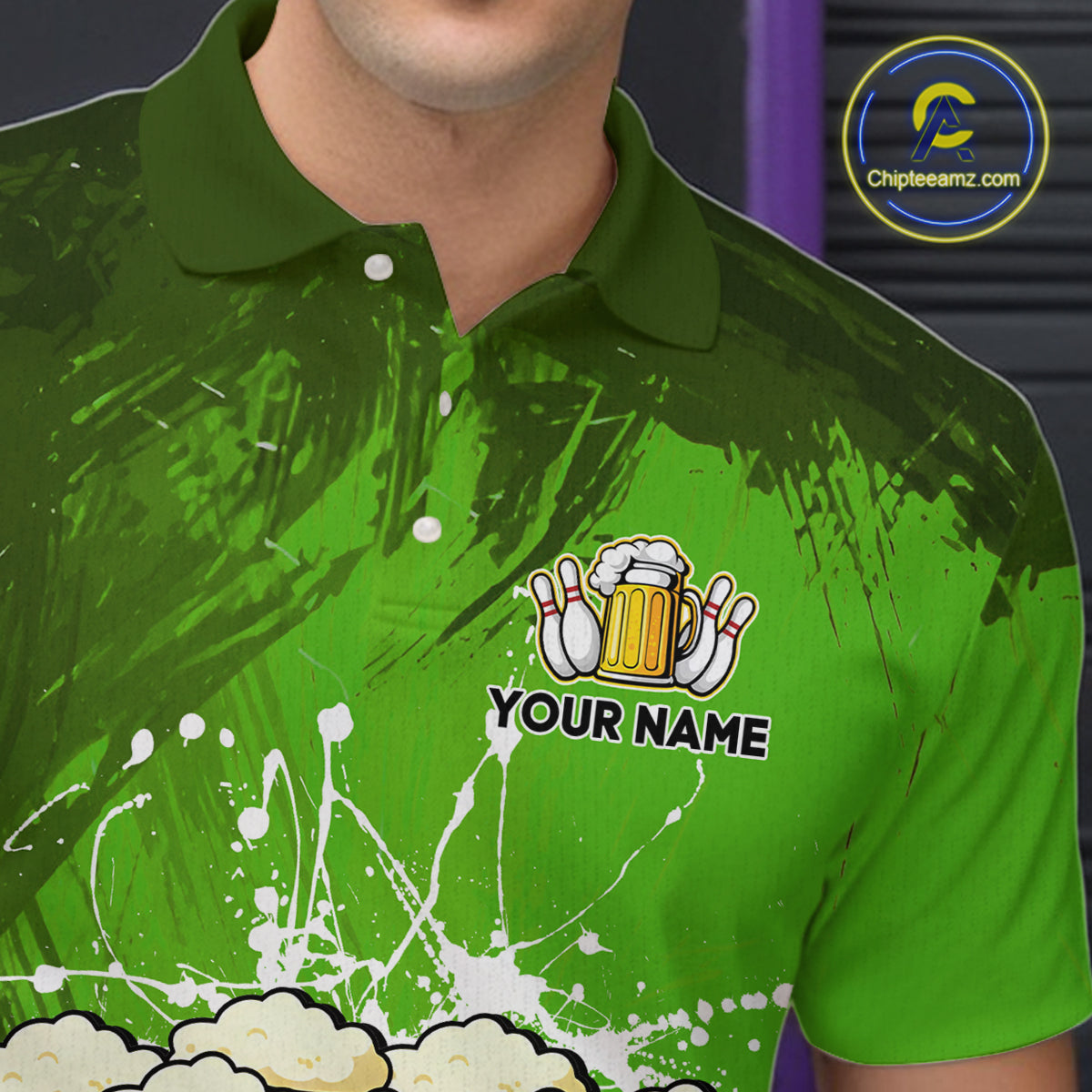 Beer Bowling Shirts Team Women Men Custom Green Bowling Jersey Bowl League MBL249