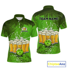 Load image into Gallery viewer, Beer Bowling Shirts Team Women Men Custom Green Bowling Jersey Bowl League MBL249