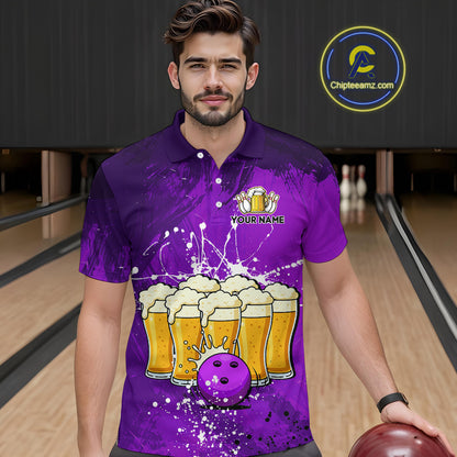 Beer Bowling Shirts Team Women Men Custom Purple Bowling Jersey Bowl League MBL249